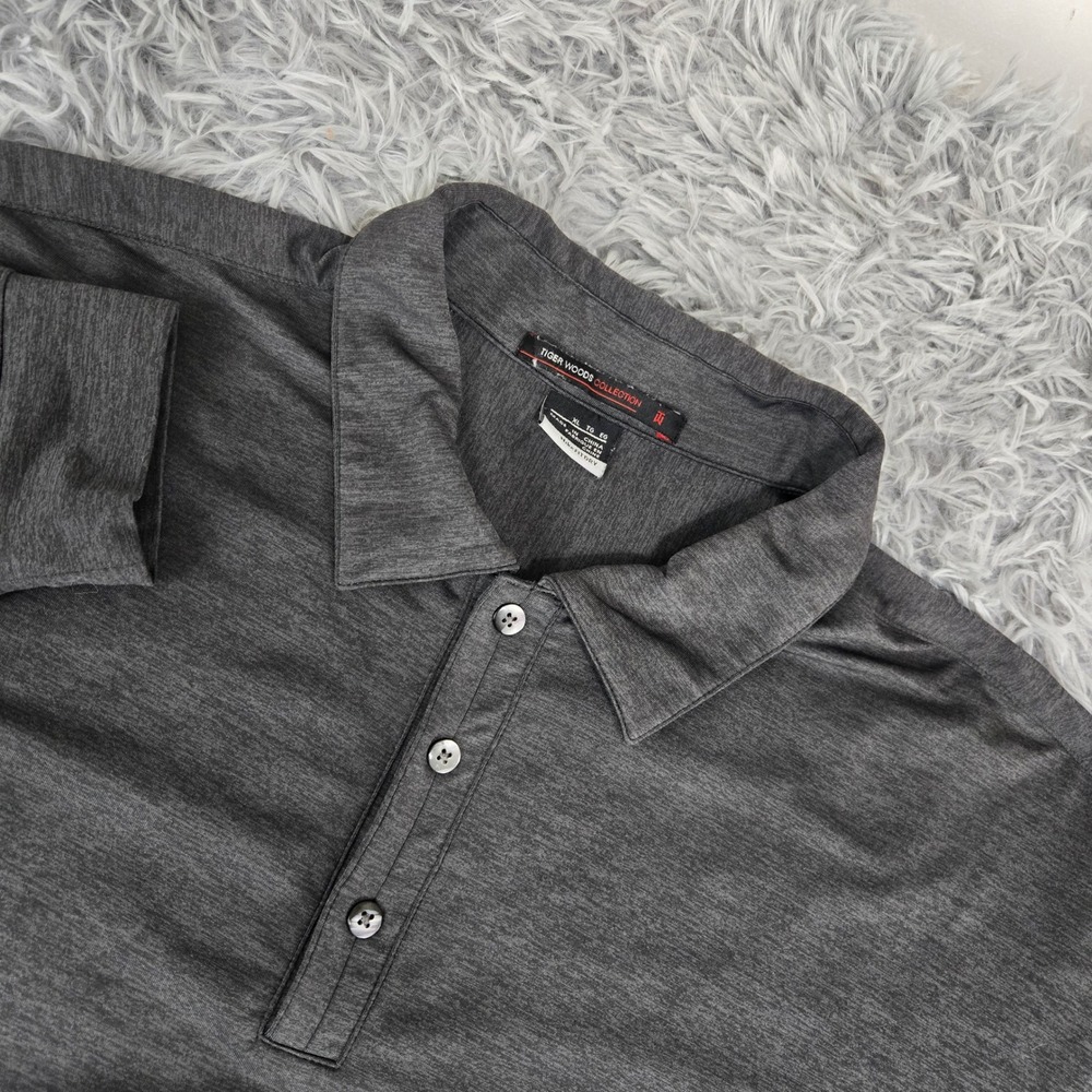 Nike Tiger Woods Collection Polo Mens XL‎ Gray Long Sleeve Fit Dry 336833-032